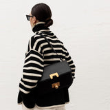 Winter Women’s Long Sleeves Knit Sweater Turtleneck Striped Print Loose Pullover Tops New Autumn Oversized Sweater