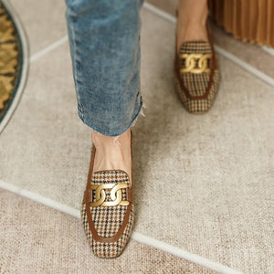 woloong  Spring/Autumn New Women Party Prom Square Heeled Pumps Basic Concise Pumps Cow Leather Brand Round Toe Loafers Woman
