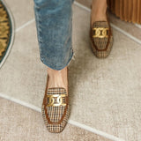woloong  Spring/Autumn New Women Party Prom Square Heeled Pumps Basic Concise Pumps Cow Leather Brand Round Toe Loafers Woman