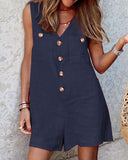 goosudu  Stylish Women V Neck Sleeveless Rompers Summer Jumpsuits Short Playsuits Casual Solid Loose Beach Overalls Oversized