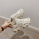 woloong  Spring New Reflect Vulcanize Shoes Light Platform Daddy Shoes Woman Harajuku Joker Wind Sneakers for Female Casual Shoes