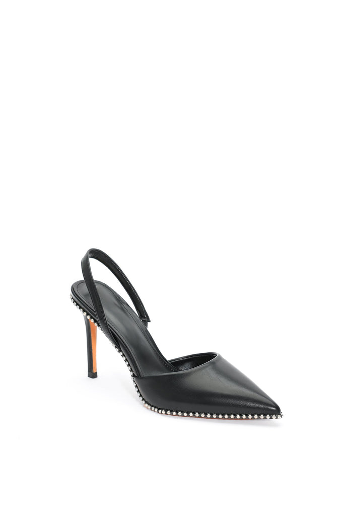 goosudu Kasai Leather Rivet Toe Slingback Pumps