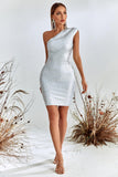 goosudu Lika Metallic Mini Bandage Dress - Silver
