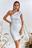 goosudu Lika Metallic Mini Bandage Dress - Silver