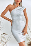 goosudu Lika Metallic Mini Bandage Dress - Silver