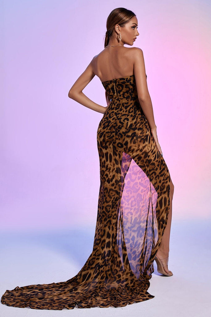 goosudu Nava Leopard Mesh Maxi Dress