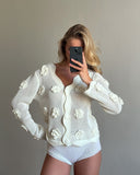 new flower hollow perspective holiday style knitted sweater long sleeve irregular New explosion wholesale top women