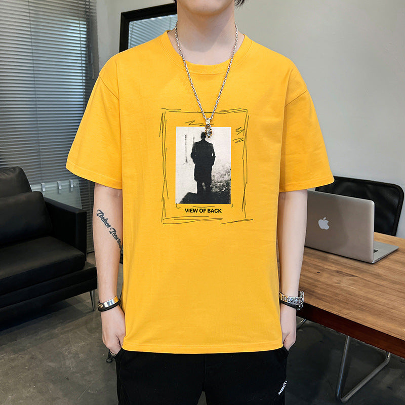 GOOSUDU Short Sleeve T-shirt Men's Cotton Half Sleeve Summer Loose All-Matching Men's Clothing Crew Neck T-shirt Trendy Tops T-shirt Student