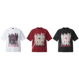 2025 F6613 2025n Street 2025 Summer Painting Shadow Design Sense Men's Loose Premium Crew Neck Short Sleeve T-Shirt