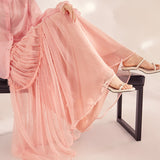 Spring  new high-end design light luxury A-shaped skirt celebrity fairy lace thin skirt female MZ009