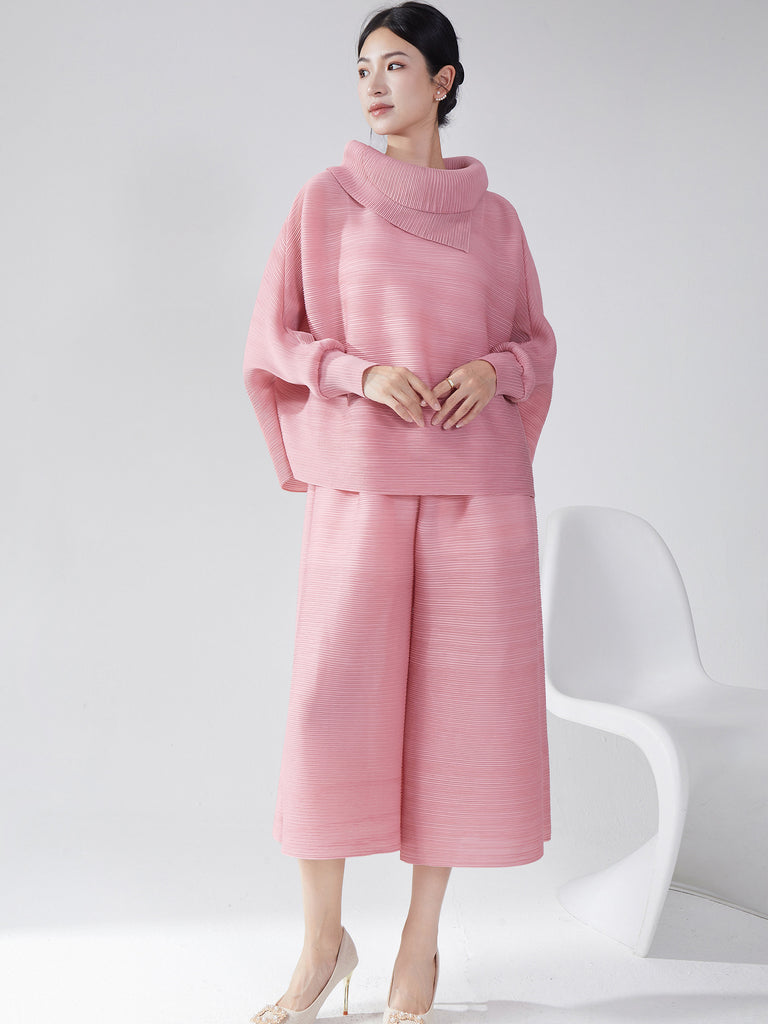 2025 large-size pants women's wide-leg pants drape high-end pleated summer thin loose seven-point casual pants women's