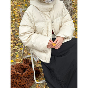 2025 popular winter new jacket minimalist Korean versatile age-reducing hooded white duck down jacket 58209