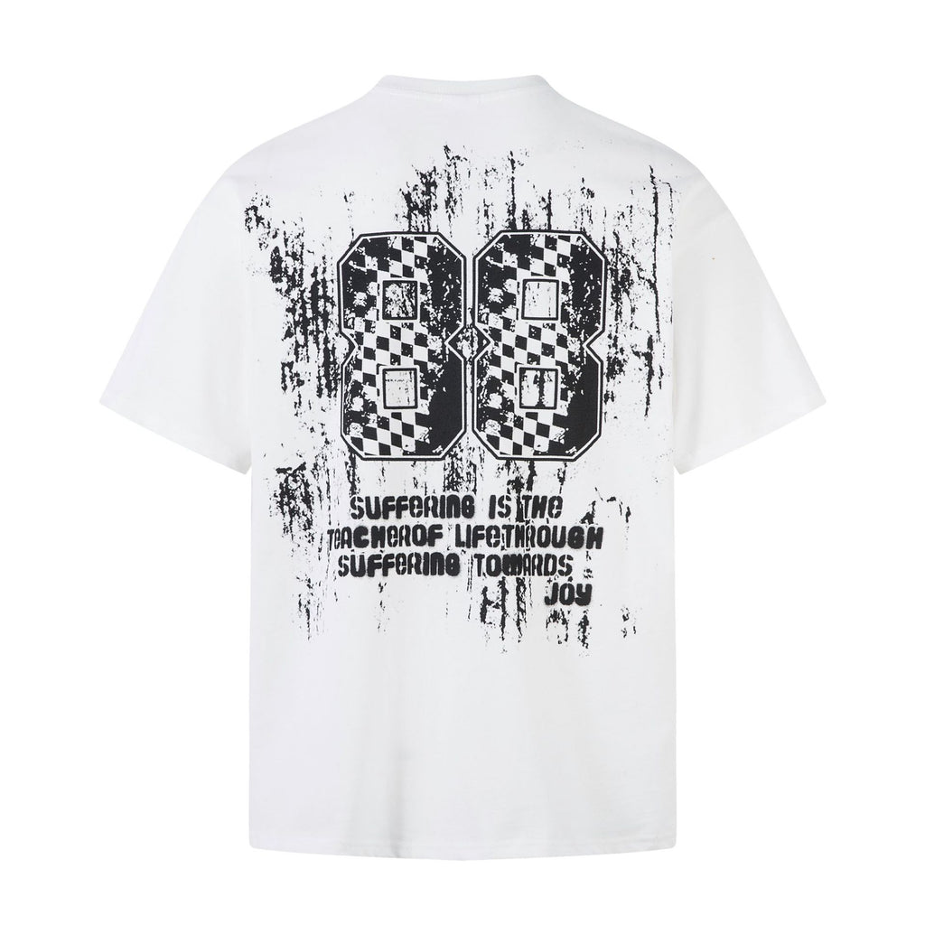 2025 5503 2025n retro street 2025 summer letter garbled design men's high-end neutral short-sleeved T-shirt