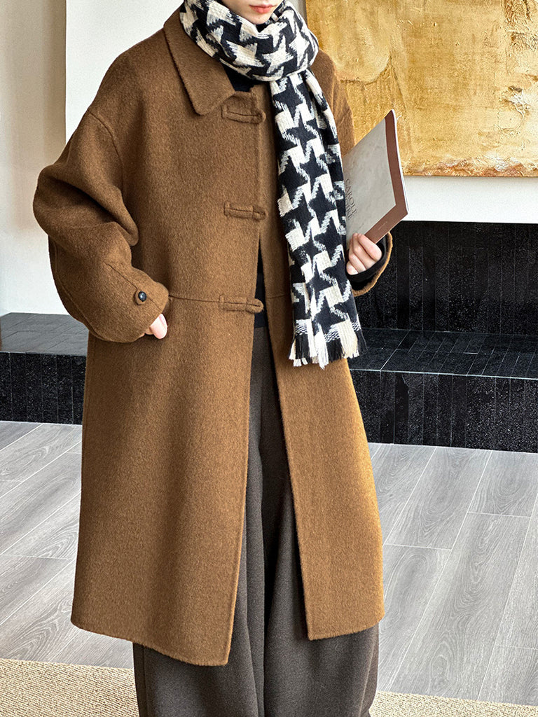 2025 popular winter new coat Korean version of high-end lazy style medium and long with small bag cashmere coat 8639