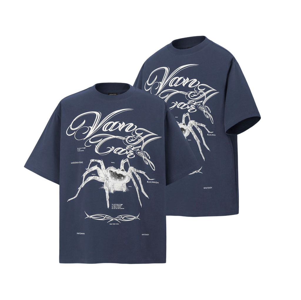 2025 9502 2025n Street 2025 Summer Spider Pattern Design Men's Loose Premium Sense Neutral Short Sleeve T-Shirt