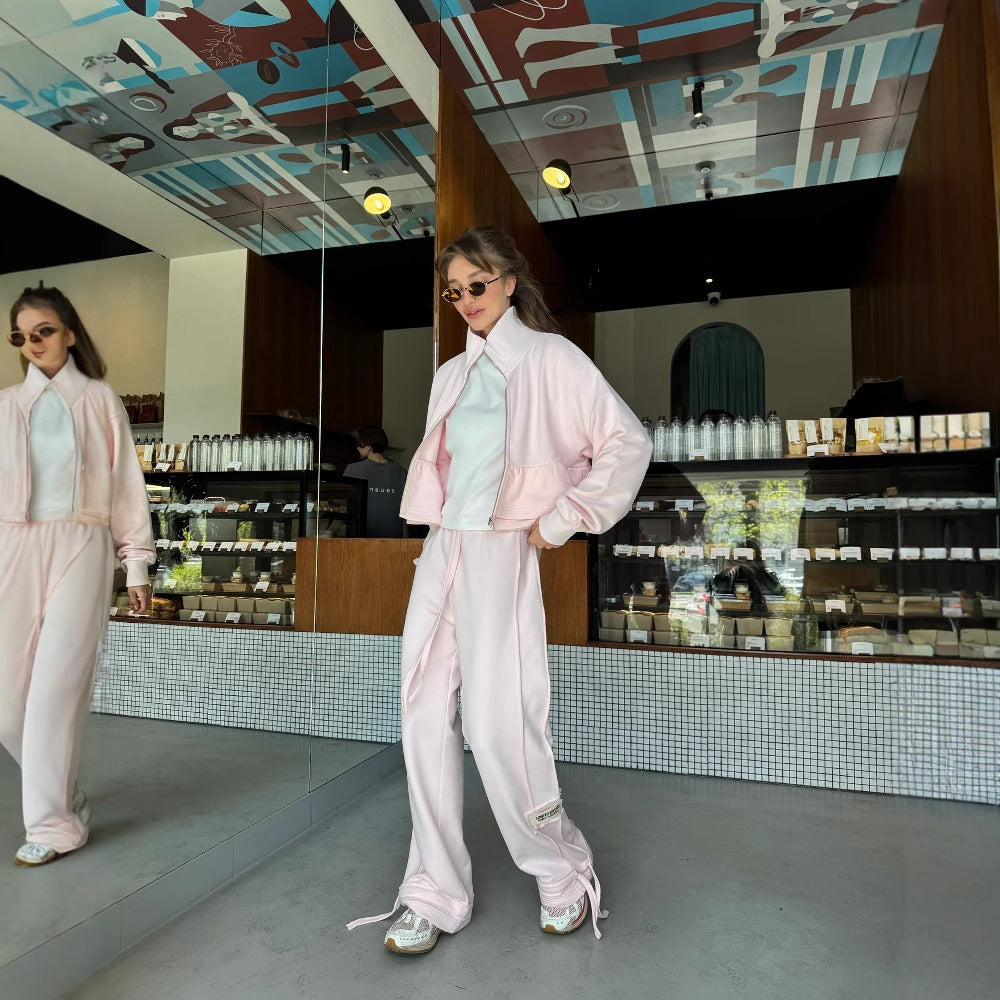 summer new  New fungus edge sweater set fashion casual slim loose sweater set