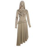 2025 style popular autumn new women's clothing fashion commuter belt decorative ruffle edge hooded dress