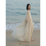 spring and summer new solid color simple fat MM loose large size thin dress medium and long women's five-quarter sleeve women's dress