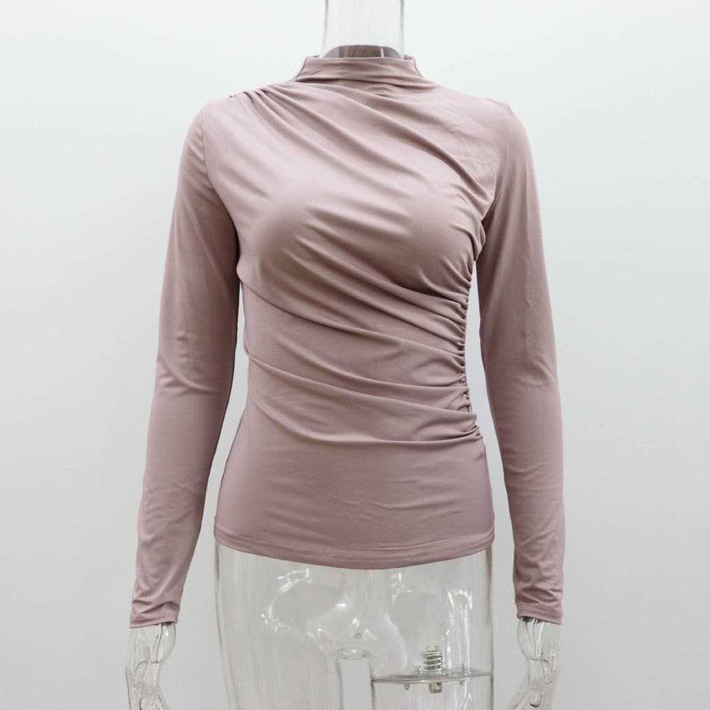 ANTMVS2025 Popular trade women's long-sleeved tops, sexy  new T-shirt stand-up collar slim-fitting bottoming shirt top wholesale