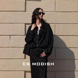 2025 ES MODISH spring new product pleated design casual tooling style versatile jacket premium Tencel short jacket women