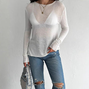 Popular trade ins wind  spring clothing thin skin-permeable lazy vacation wind long-sleeved sweater women's knitted sweater