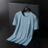 GOOSUDU Couple's Ice Silk Short Sleeve Men's Summer Thin Quick-Drying Casual Sports T-shirt plus-Sized plus Size Summer T-shirt