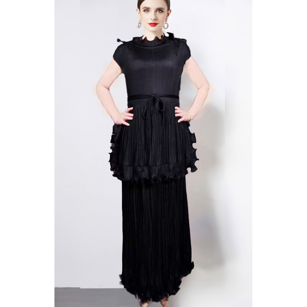 light luxury high-end sleeveless dress women's summer lotus leaf edge waist temperament niche chic beautiful long dress