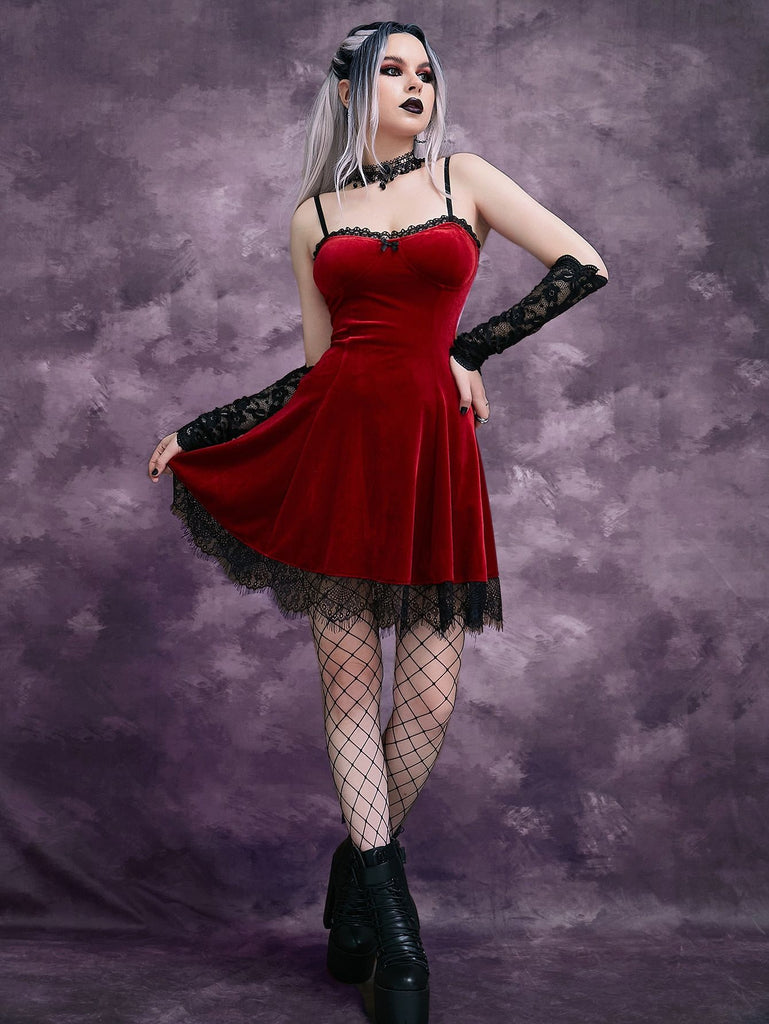 Dark Lace Lace Spaghetti-Strap Dress European and American Spring and Summer Sexy Princess Dress