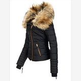2025 Winter cotton-padded women's clothing  New  fur collar zipper cotton clothing thickened warm jacket women 524332