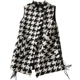 2025 Wool small fragrant vest thousand bird grid  spring and autumn new Korean version loose cardigan, plaid vest jacket