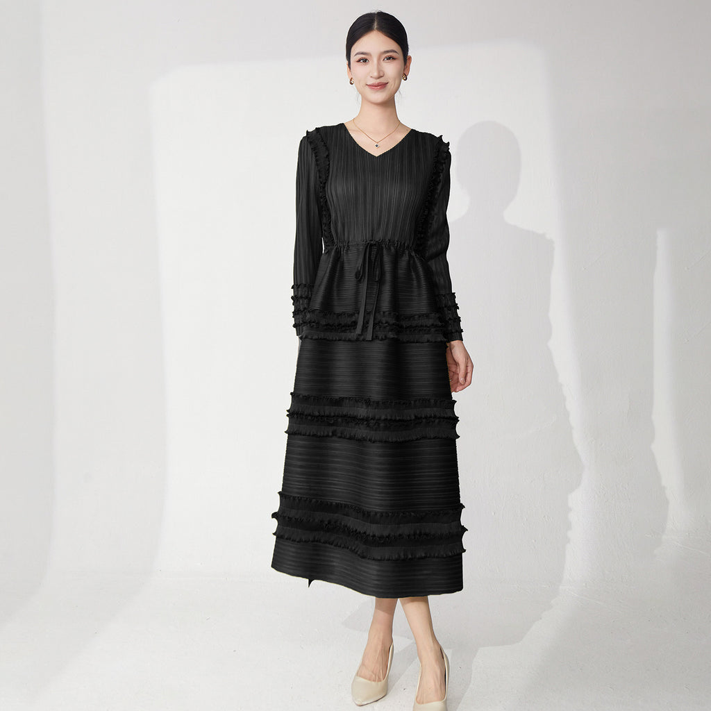 2025 Hot Trade  Dress Women's Summer High Temperament Design Loose Large Size Lace-up Skinny Fashion Long Skirt