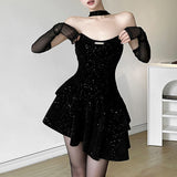 2023 new autumn New 2025 sexy babes personalized niche street slim and thin irregular dress