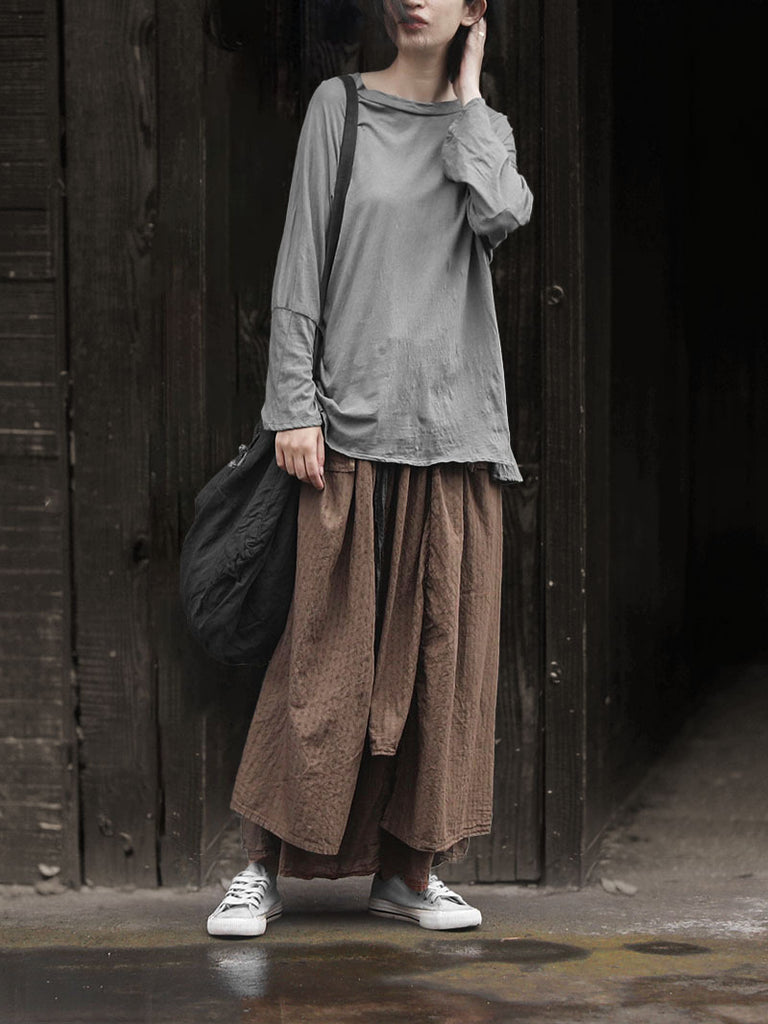 Shan Qian Nianyi, Tencel cotton retro literary and artistic thin skirt, jacquard irregular double-layer piece clip skirt