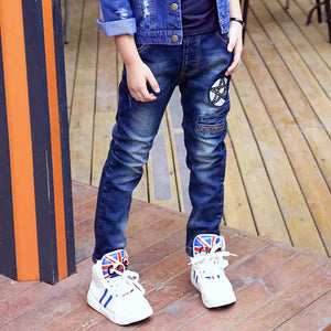 Boys' Jeans Spring and Autumn Children's Clothing Korean Style Embroidered Stretch Real Pocket Children Casual Long Pants Outer Wear Street Fashion