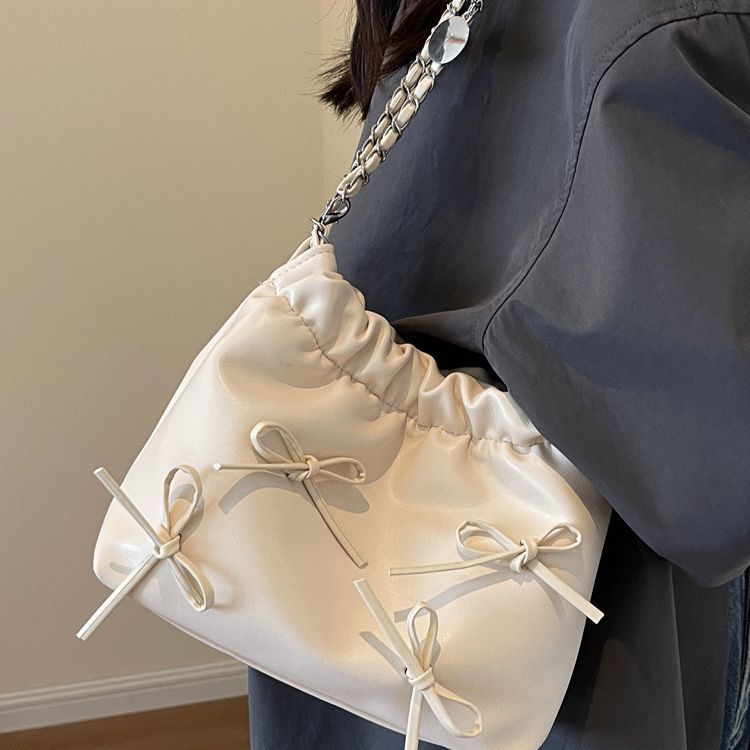 GOOSUDU This Year's Popular Small Bag for Women  New Summer All-Matching Chain Shoulder Messenger Bag Texture Korean Style Bucket Bag