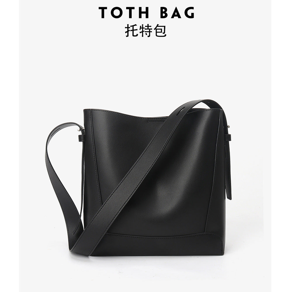 GOOSUDU Bag Crossbody Women's Summer All-Matching High-Grade Exquisite Women's Bag Genuine Leather Shoulder Large Capacity Commuter Bucket Bag