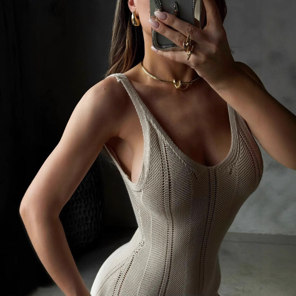 new summer elastic long sexy Spice Girl halter suspender hip-wrapped knitted suspender sexy long dress