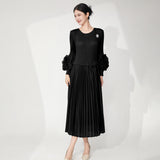 2025 2025 summer dress high-end sense small temperament small fragrant style a-word skirt waist thin versatile pleated skirt