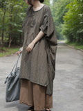 Shan Qian Nianyi, summer new Chinese-style simple Zen robe literary retro ramie jacquard plaid dress