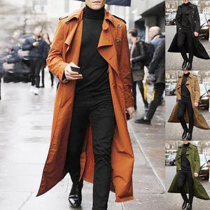 2025 men's medium and long trench coat  men's long trench coat fashion trench coat casual outer men's belt