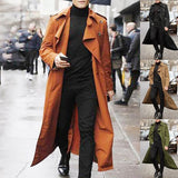 2025 men's medium and long trench coat  men's long trench coat fashion trench coat casual outer men's belt