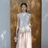 Summer women's clothing 2025 new elegant national style shirt new Chinese lace embroidered sleeveless high-end top N3113