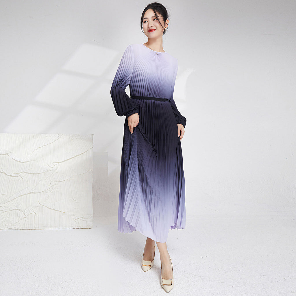 2025 2025 New Popular trade gradual change dress fashion women's loose lace-up thin temperament elegant dress long dress women