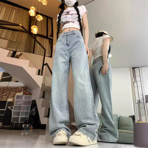 GOOSUDU NEWn Spring New Crystal Rhinestone Shining Straight Jeans Mop Pants Big Long Legs Fashionable Women