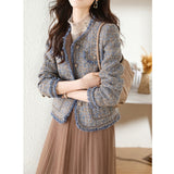 2025 Wool high-end color rough edge small fragrant coat women's spring women's tweed short autumn women's top