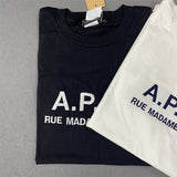 GOOSUDU New Hot Selling Japanese and Korean AP Electric Embroidery Embroidery English Logo Pattern Pure Cotton Loose T-shirt Men and Women Couple's Shirts