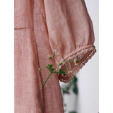 spring and summer new literary and retro loose large size thin dress medium and long seven-quarter sleeve waist skirt