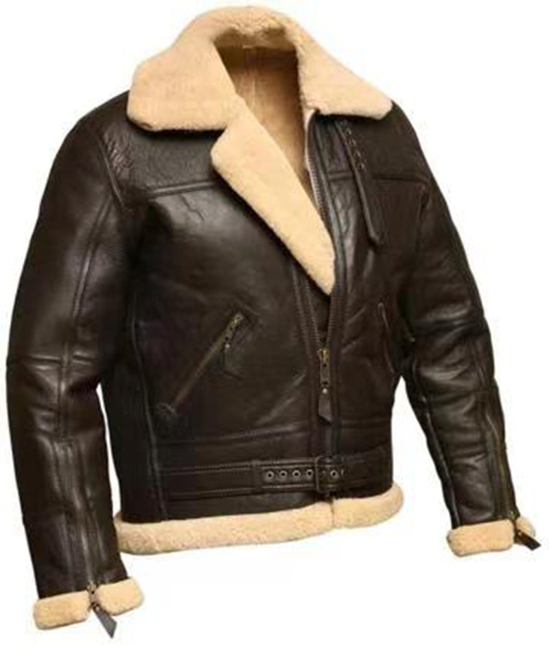 2025 New's new pu short fur integrated men's jacket 6502