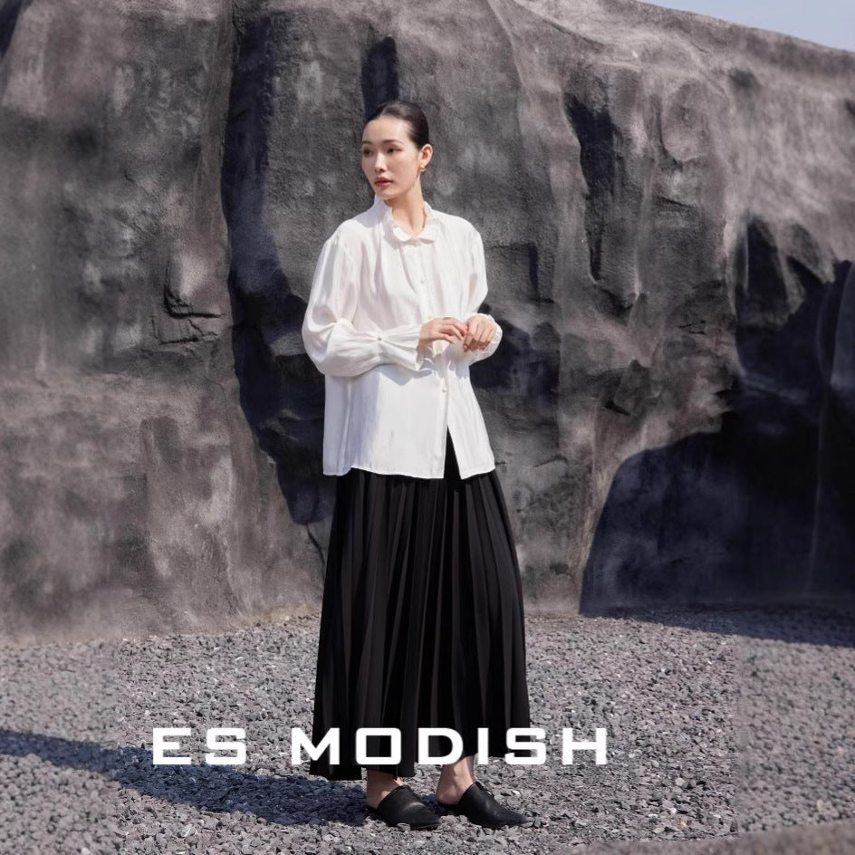 2025 ES MODISH Spring New Product Premium Versatile Loose Casual Shirt National Style Design Shirt Shirt Girls