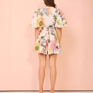 2025 Europe and America Cross Border Summer New New  Fashion Printed Pocket Dress Women